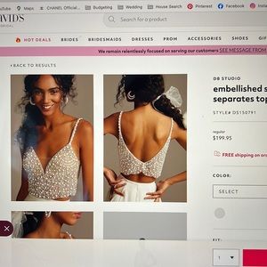 David’s Bridal embellished top - worn once - size 0